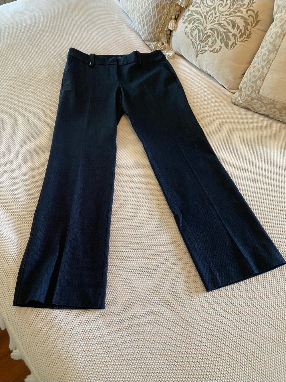LOFT Dark Navy Straight-Leg Trousers - Picture 3 of 15
